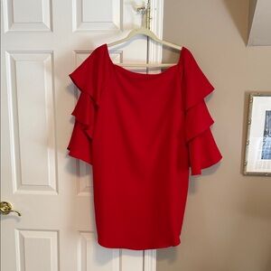 Nanette Lepore Vibrant Red Layered Sleeve Blouse